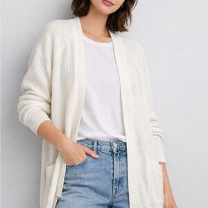 Cyrus White Open Front Open Front Waffle Cardigan Sweater Size Small